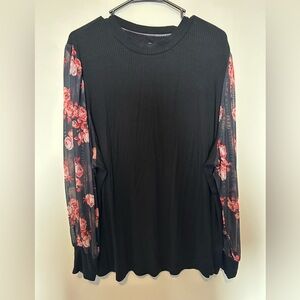 Maurices Black and Pink Long Sleeve Blouse